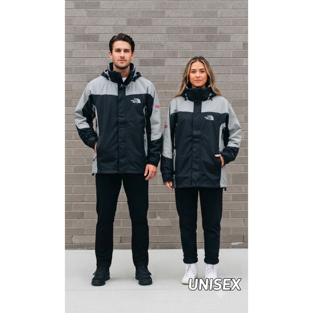 The North Face Summit Series HyVent Jacket Unisex Grey Black Hooded Shell Large